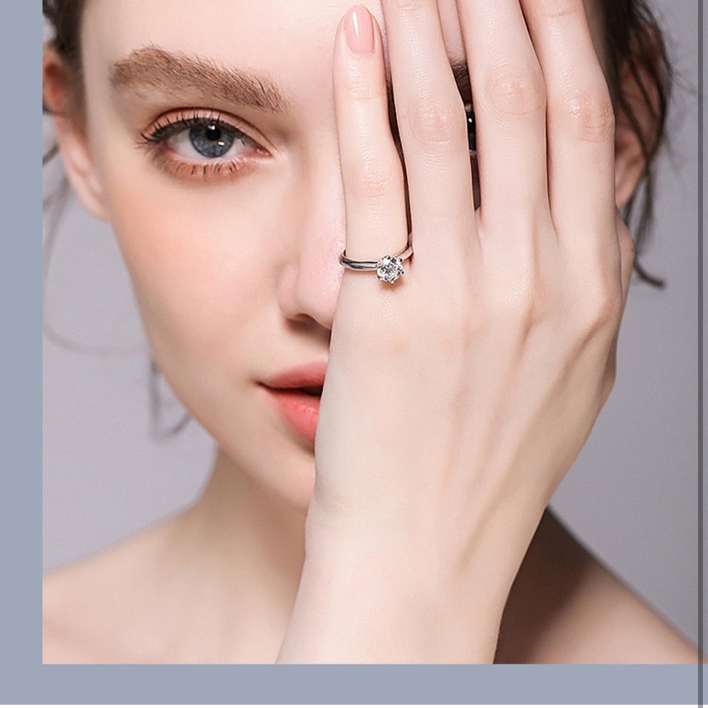 1 Carat D Color VVS1 Clarity Moissanite Rings Round Cut Moissanite Gold Plated - Picture 4 of 7